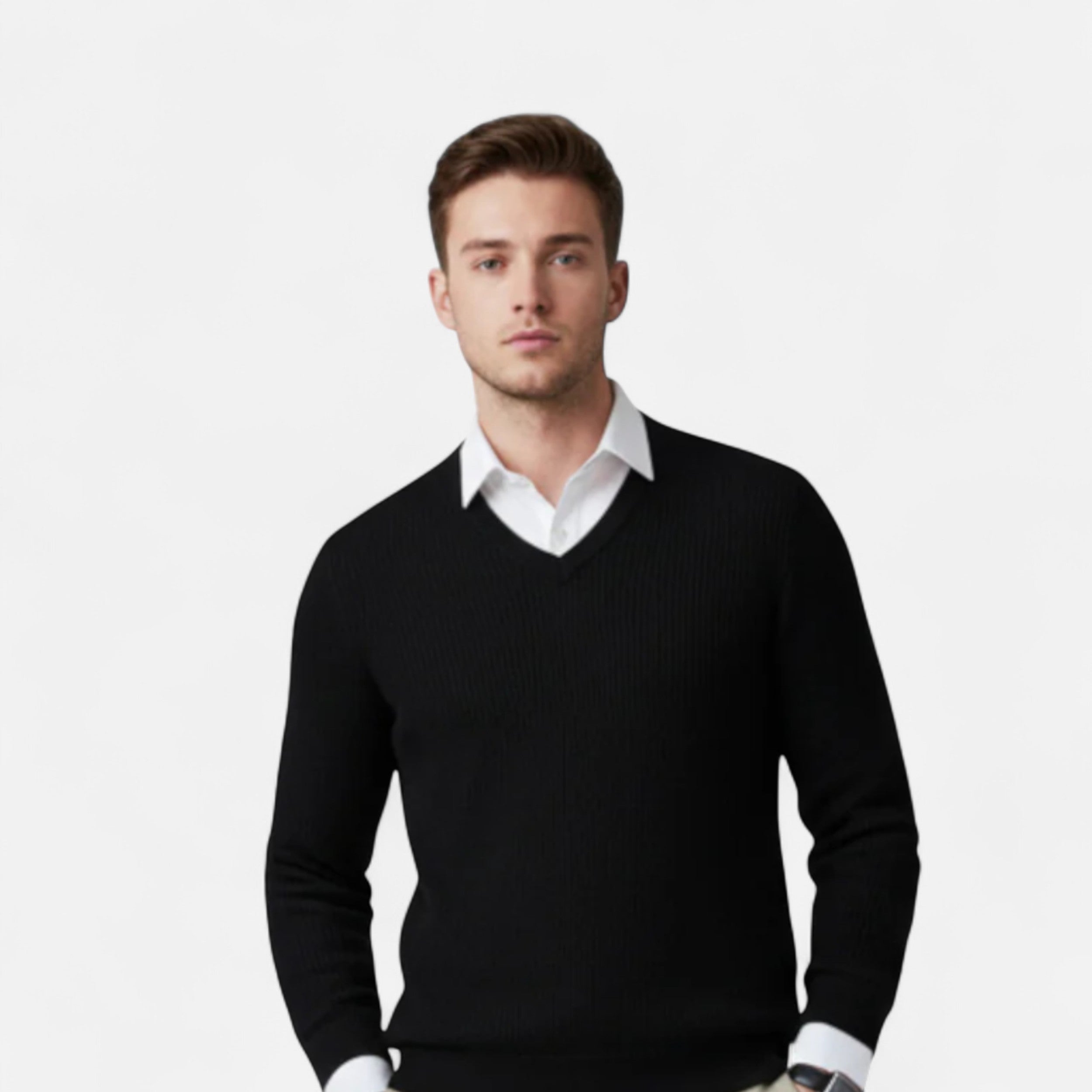 Solwiera | Męski sweter Dzianina Heritage z dekoltem w serek