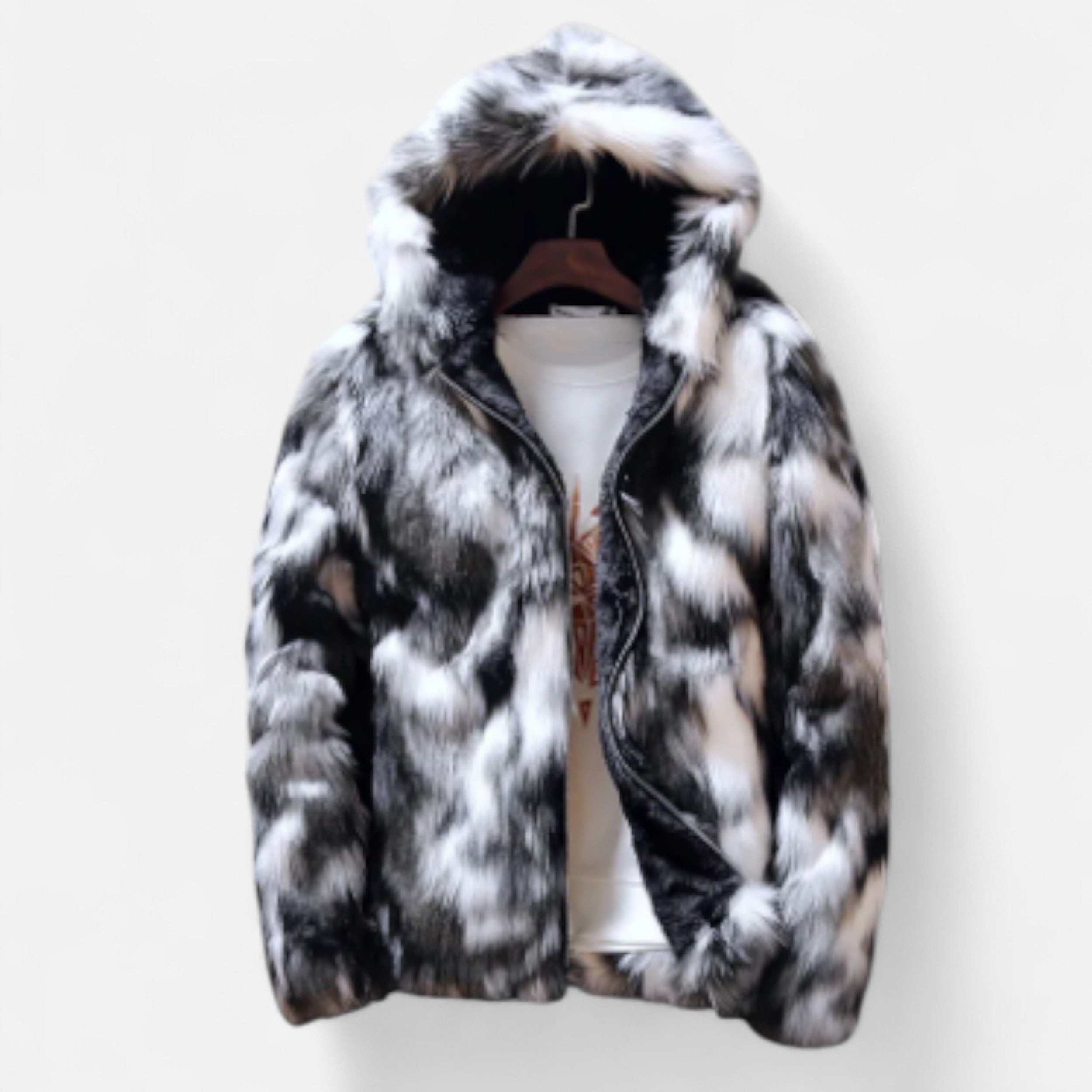 Solwiera | Męska Kurtka z Kapturem z Futrem