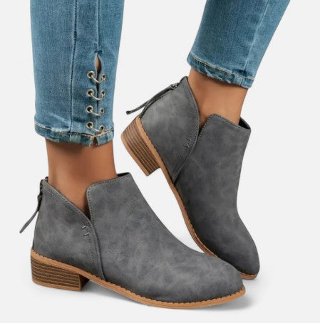 Solwiera | Skórzane Botki Retro Elegancji