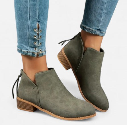 Solwiera | Skórzane Botki Retro Elegancji