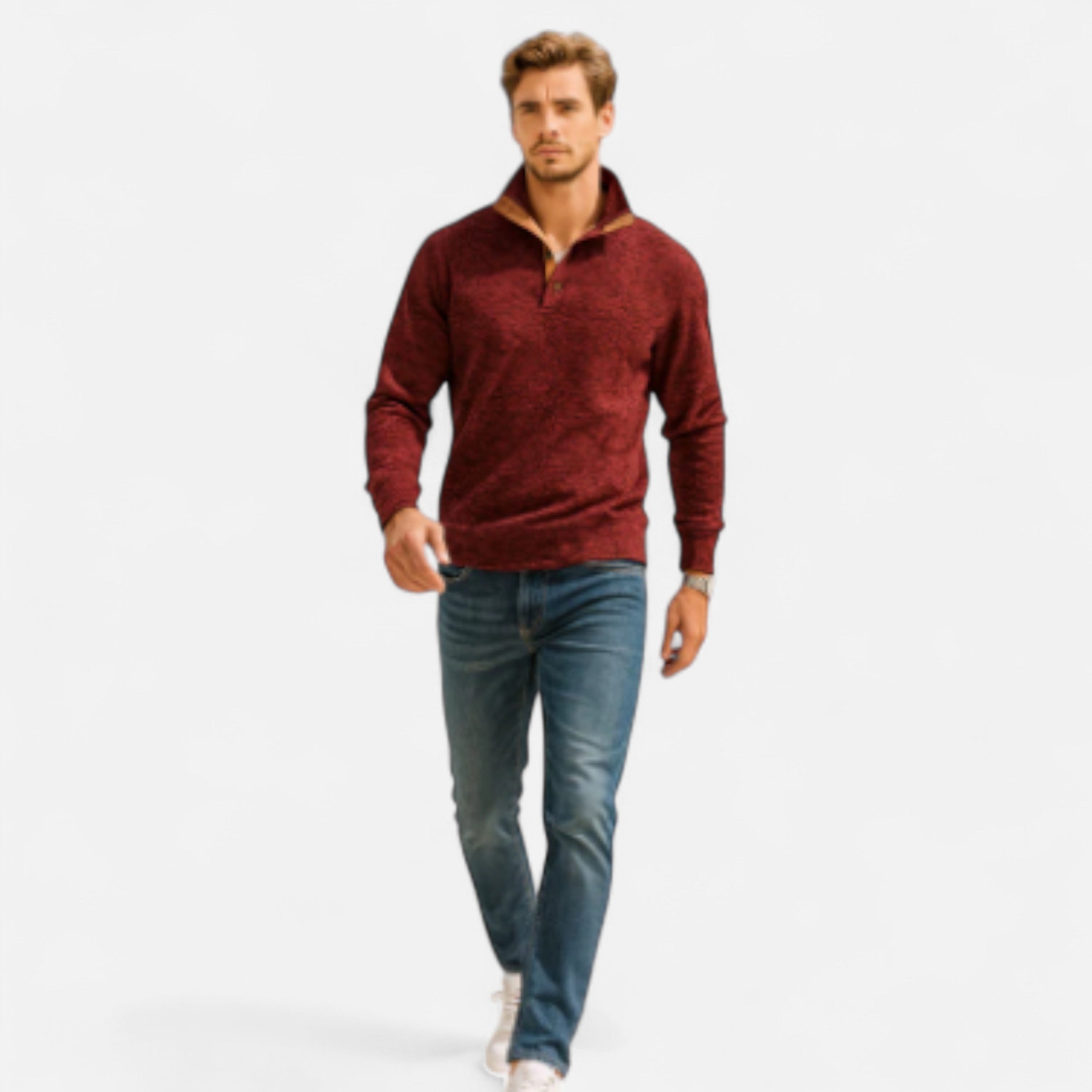 Solwiera | Męski sweter z kołnierzem w stylu