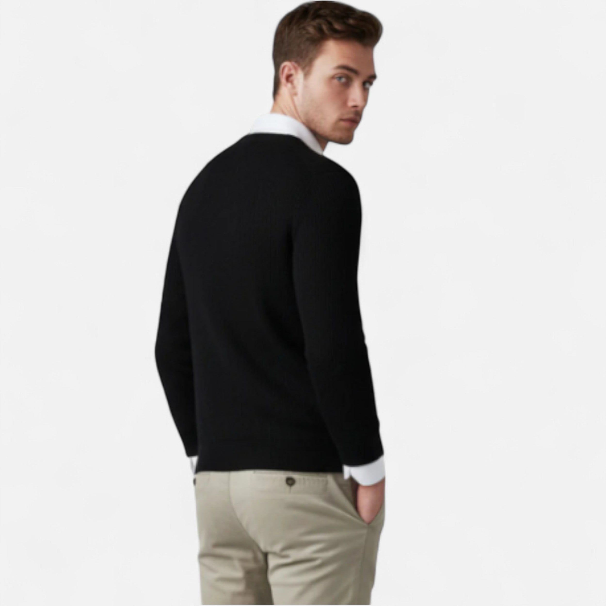 Solwiera | Męski sweter Dzianina Heritage z dekoltem w serek