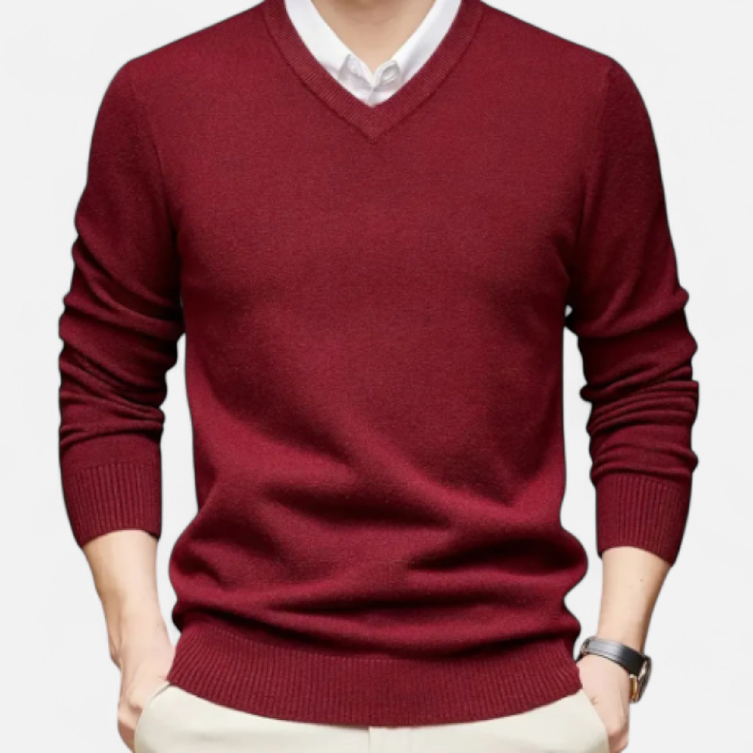 Solwiera | Męski sweter Dzianina Heritage z dekoltem w serek