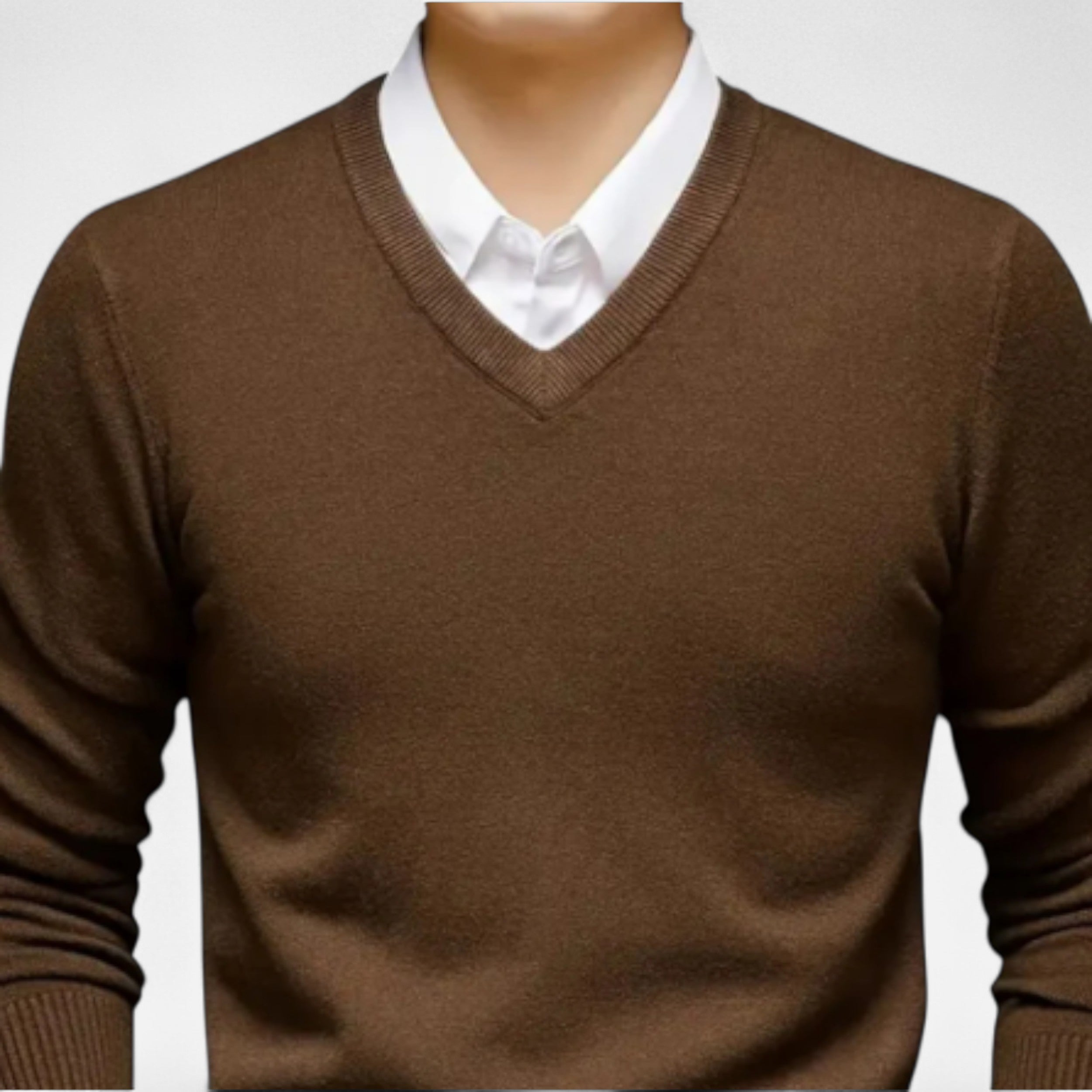 Solwiera | Męski sweter Dzianina Heritage z dekoltem w serek