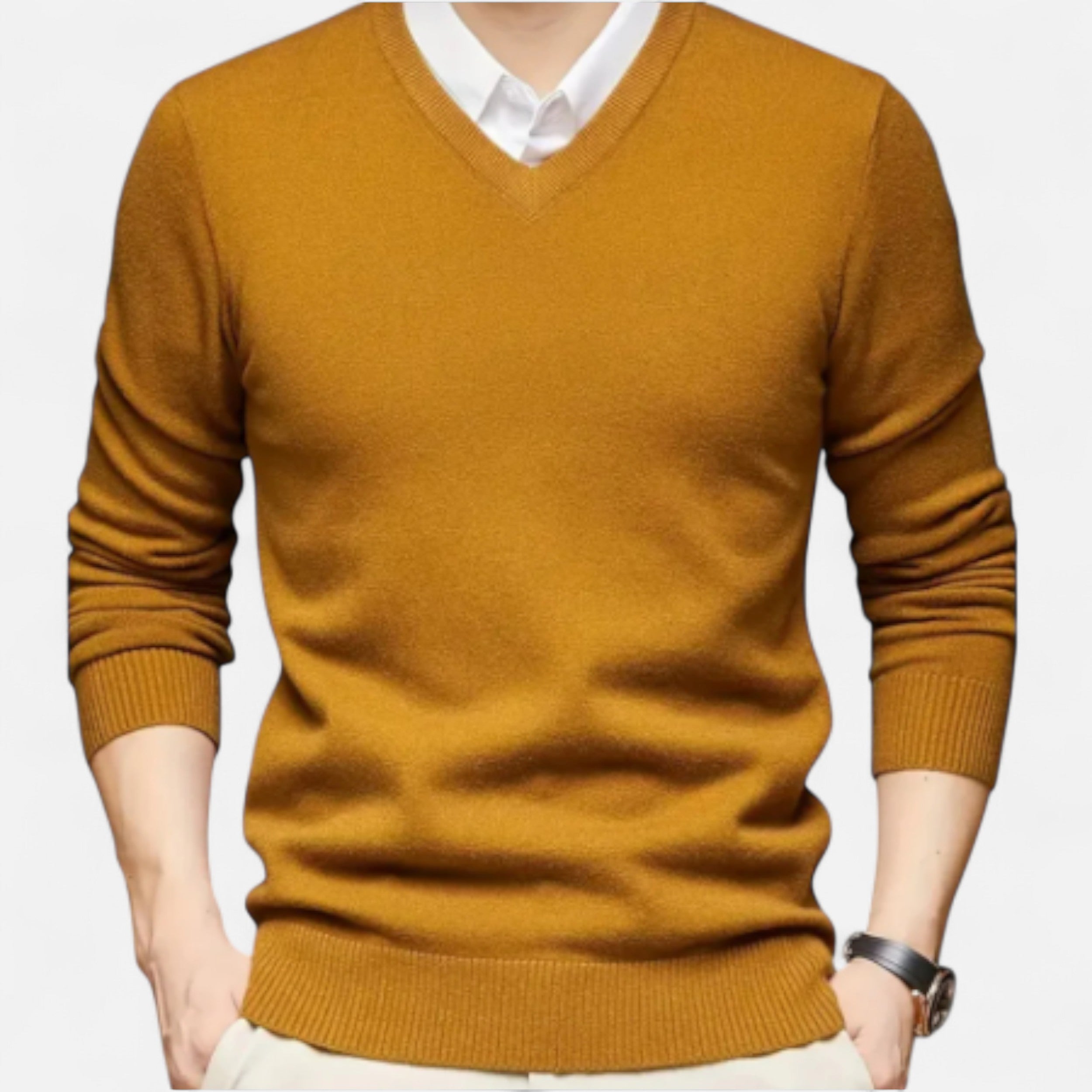 Solwiera | Męski sweter Dzianina Heritage z dekoltem w serek