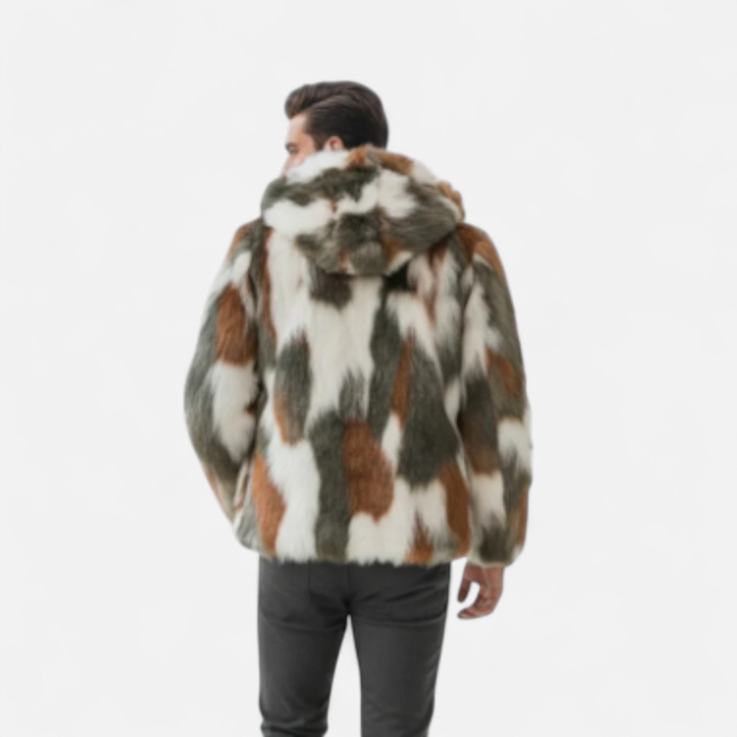 Solwiera | Męska Kurtka z Kapturem z Futrem