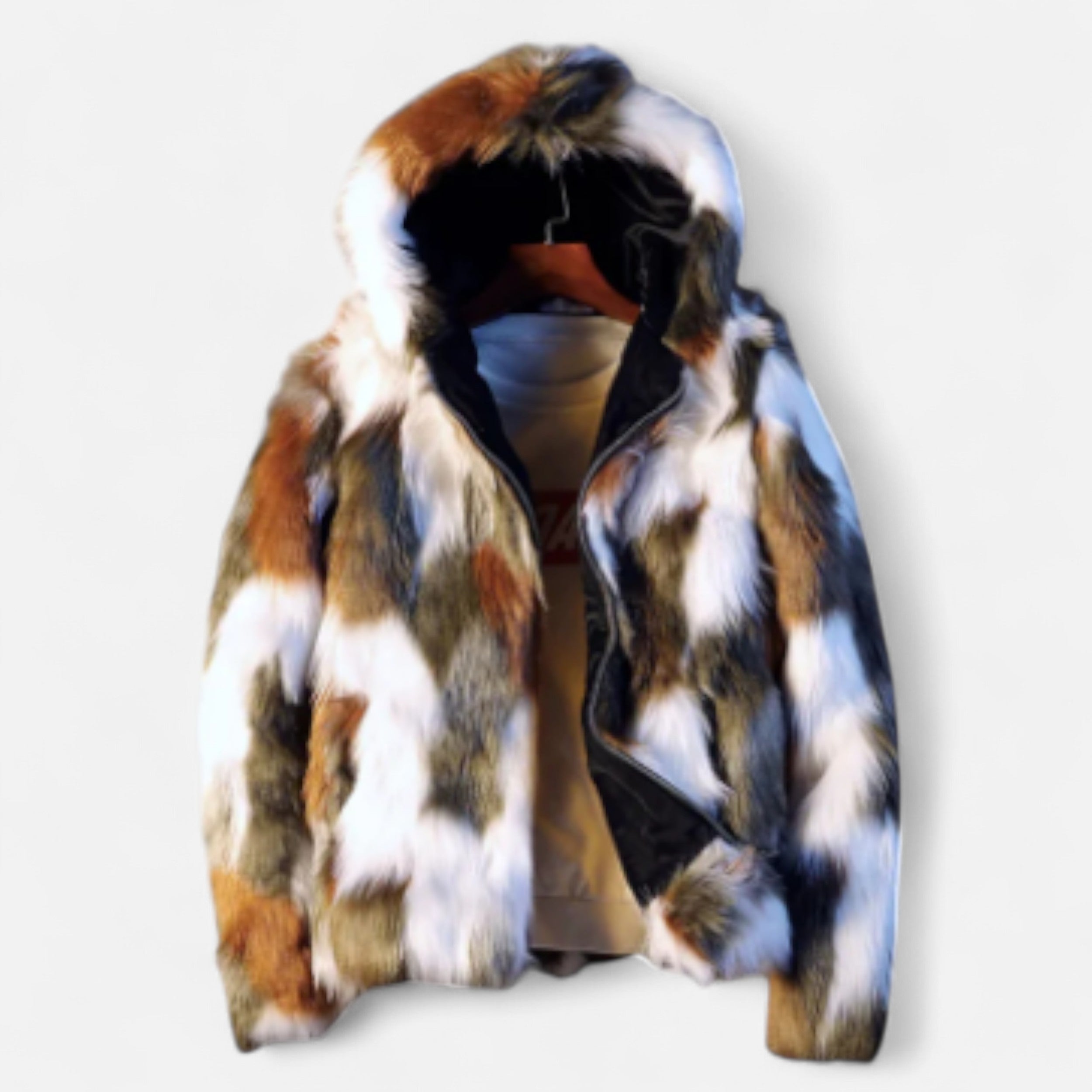 Solwiera | Męska Kurtka z Kapturem z Futrem