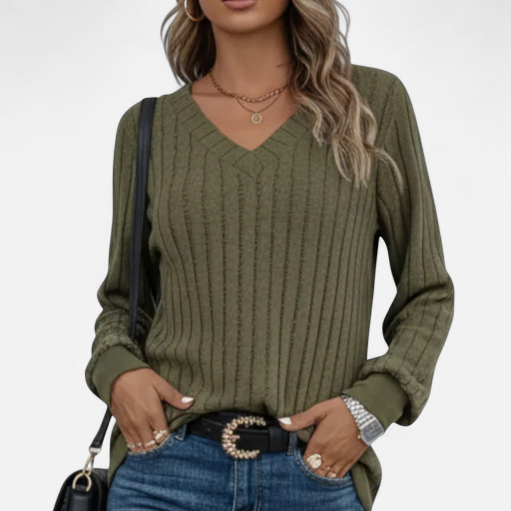 Solwiera | Damski Sweter z Kaszmiru z Dekoltem V