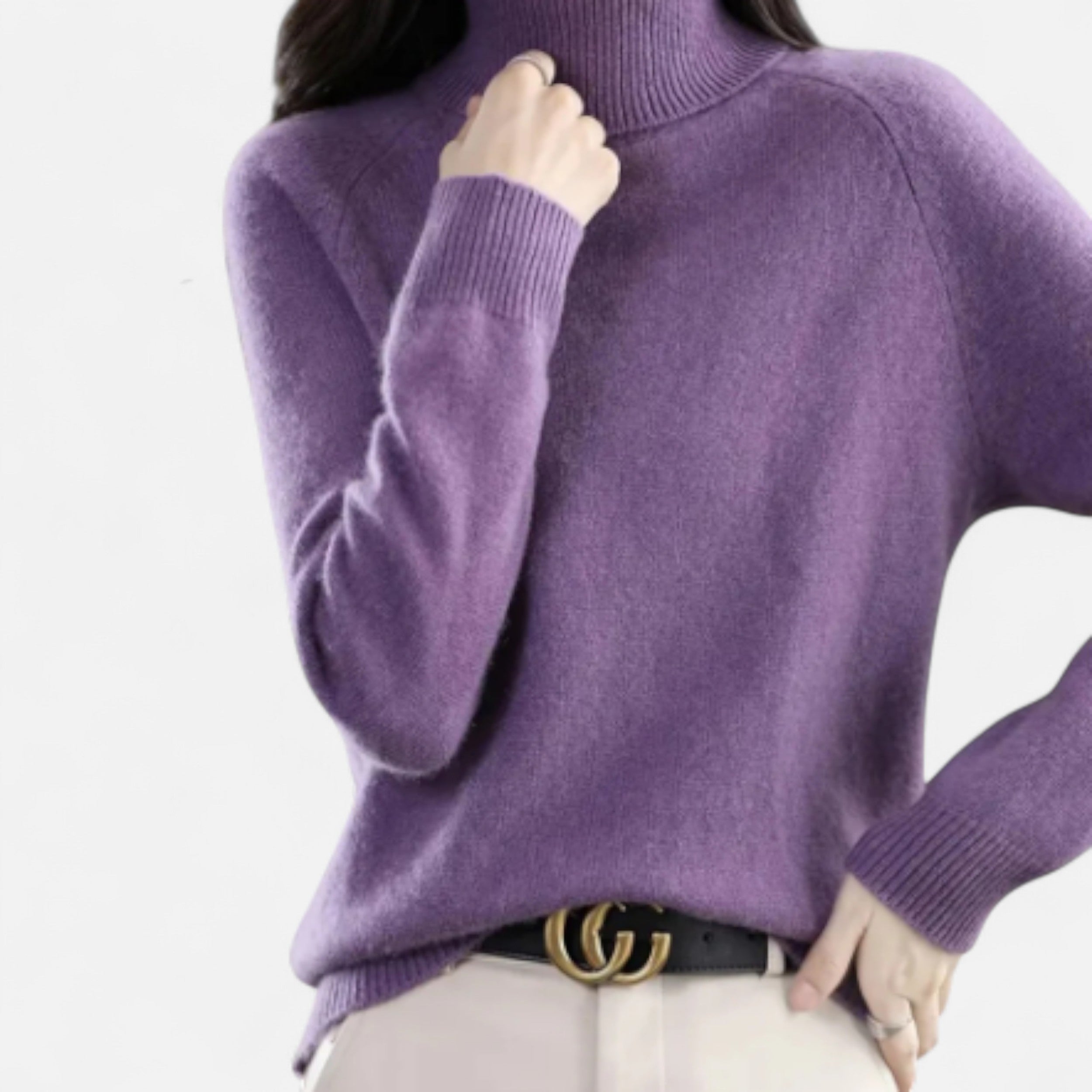 Solwiera | Sweter z Golfem z Wełny Klasycznej Elegancji